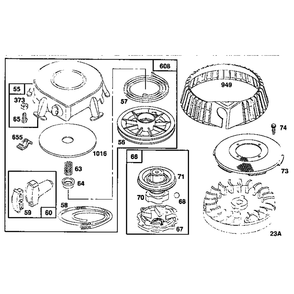 Rewind Starter Diagram and Parts List for 259700-259799 0102, 0104, 0117 Briggs and Stratton Engine